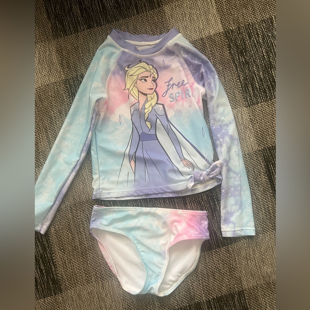 Disney Elsa Kids Swim Set - Blue and Pink tie dye
